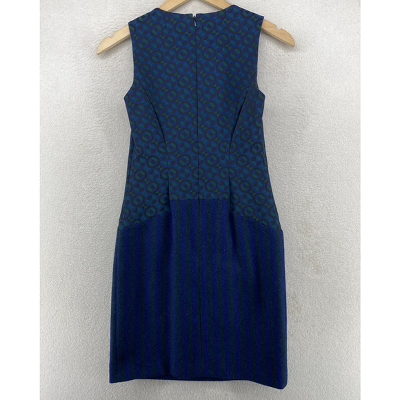 BODEN Dress 2 British Tweed by MOON Sheath Geometric Panel Sleeveless Blue - Picture 3 of 14